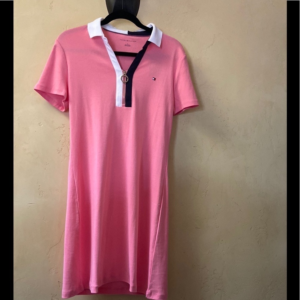 Sz M Tommy Hilfiger Pink Collared Shirt Dress LN! - Picture 2 of 7